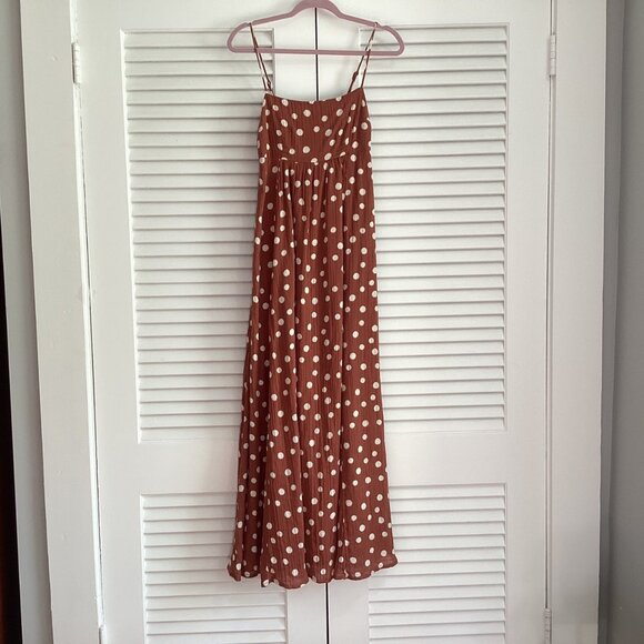 Abercrombie & Fitch Flowy Polka Dot 100% Cotton Maxi Dress Sz ST - Picture 9 of 15